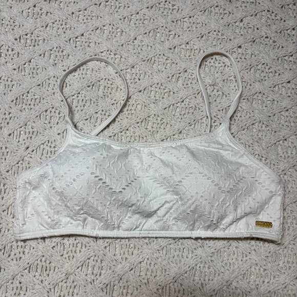 Roxy White Embroidered Bralette Bikini Top Eyelet Detail – Women’s M - Picture 2 of 6